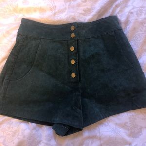 Zara Suede Dark Green Shorts